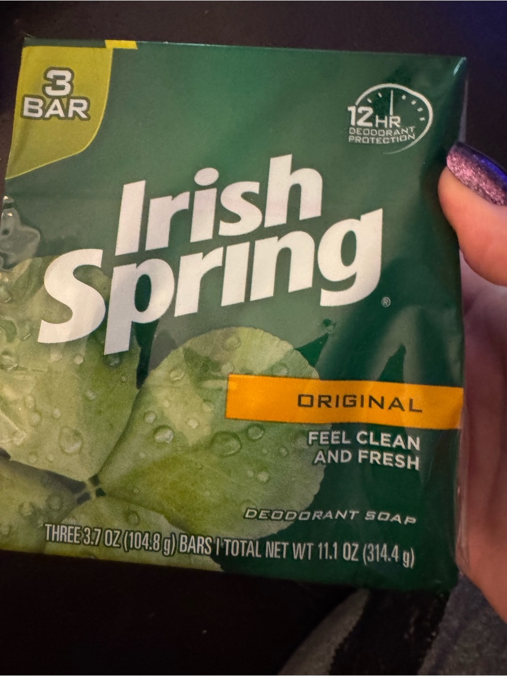 Irish Spring Bar Soap Lot of 3 bars FULL Bath size, original scent